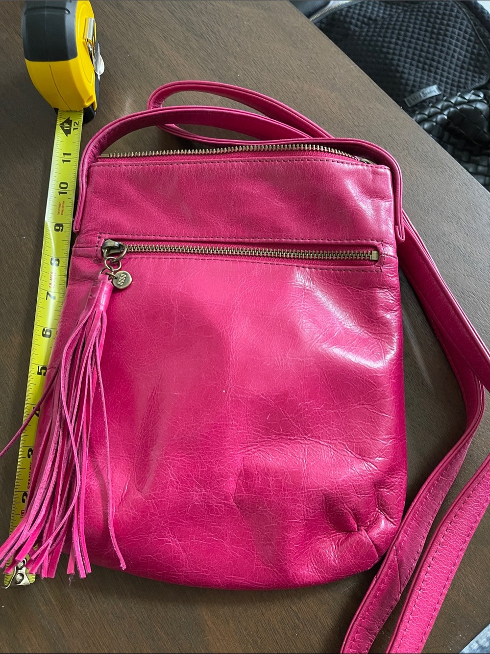 HOBO Hot Pink Leather Crossbody Bag with Tassel